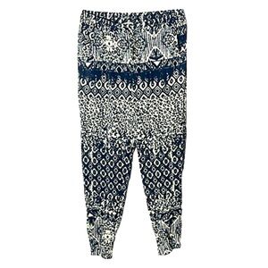 💚10 Vanilla Star Joggers Pants Geometric Print Black White Womens Juniors L NWT